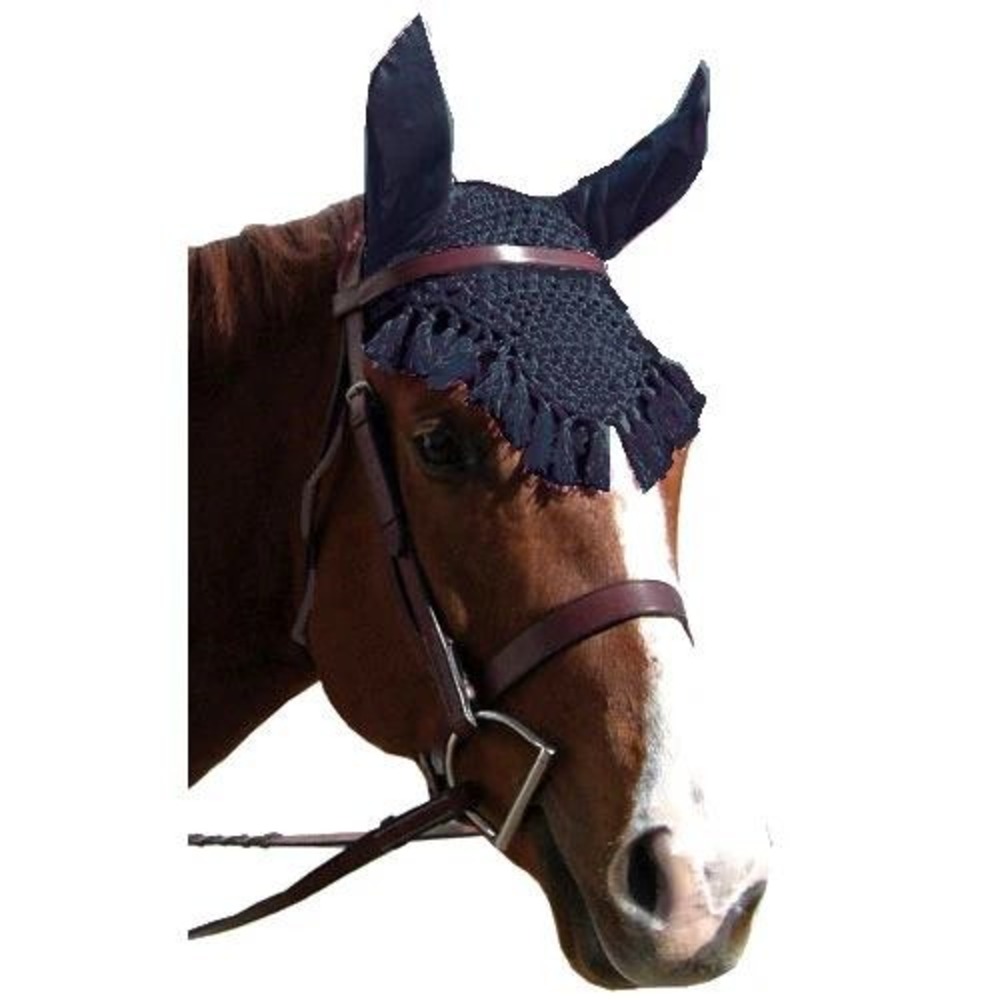 NWT Intrepid International Fancy Crochet Fly Veil Horse Black Fringe Boho Gypsy